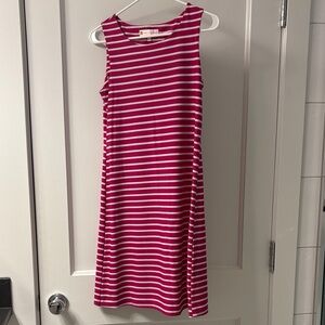 Jude Connally Hot Pink & White Striped Shift Dress-small